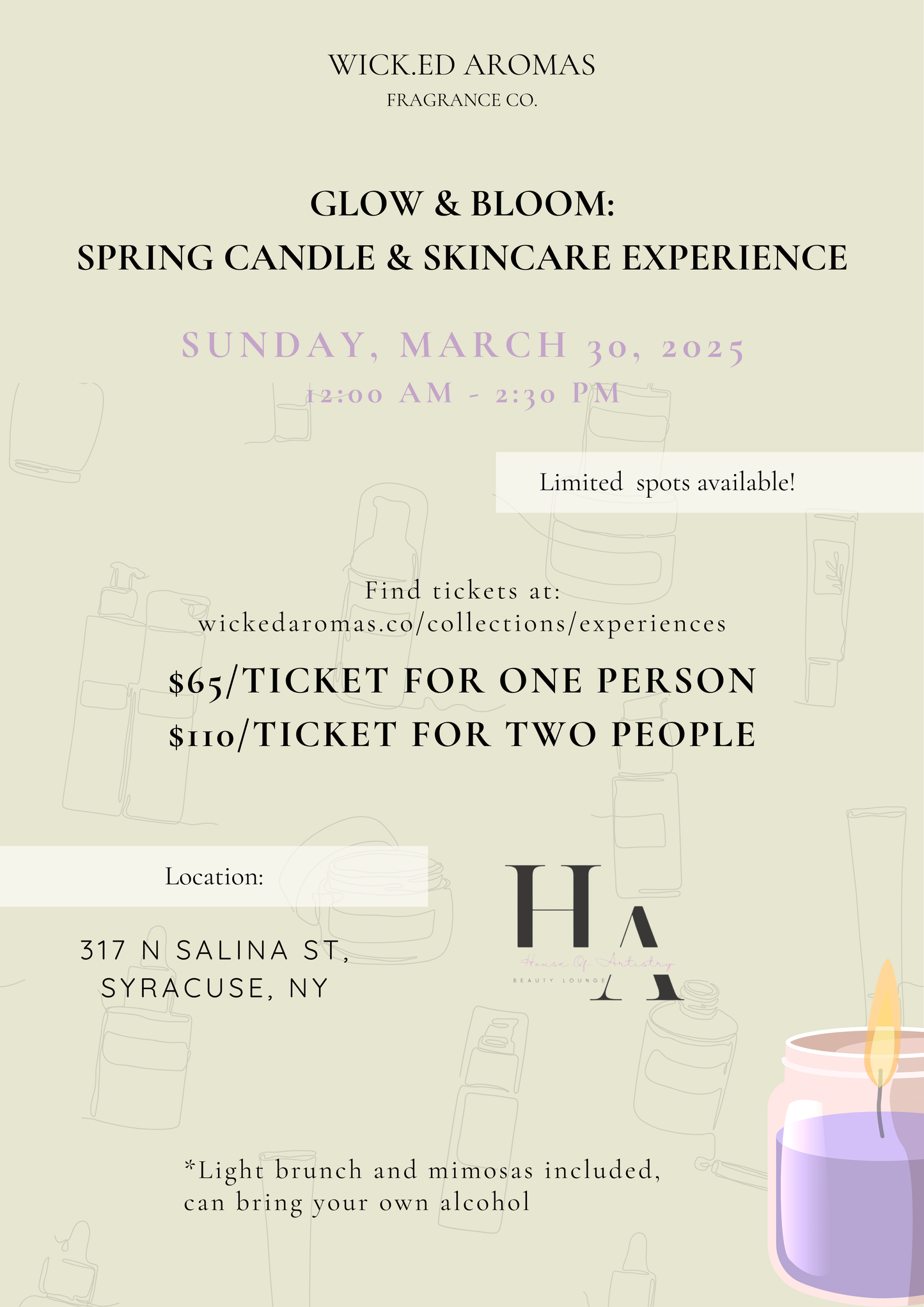 GLOW & BLOOM: SPRING CANDLE & SKINCARE EXPERIENCE - Wick.ed Aromas