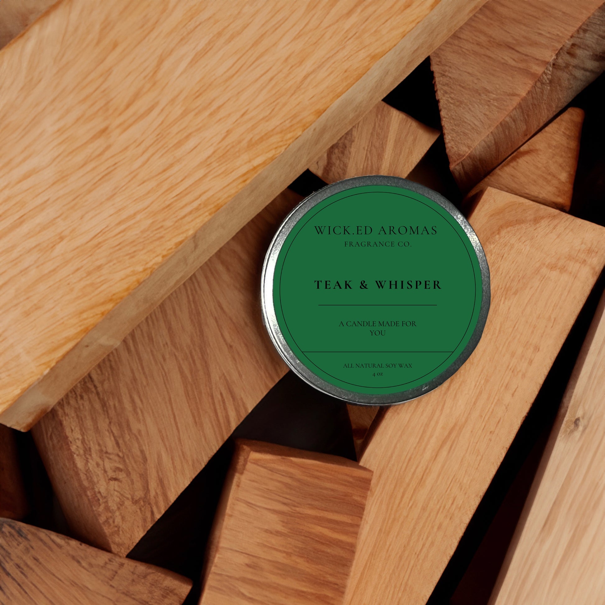 Teak & Whisper Travel Tin - Wick.ed Aromas